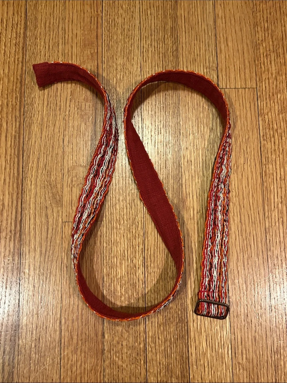 Woven Multicolor Red Belt with Silver Buckle - Women Accessories